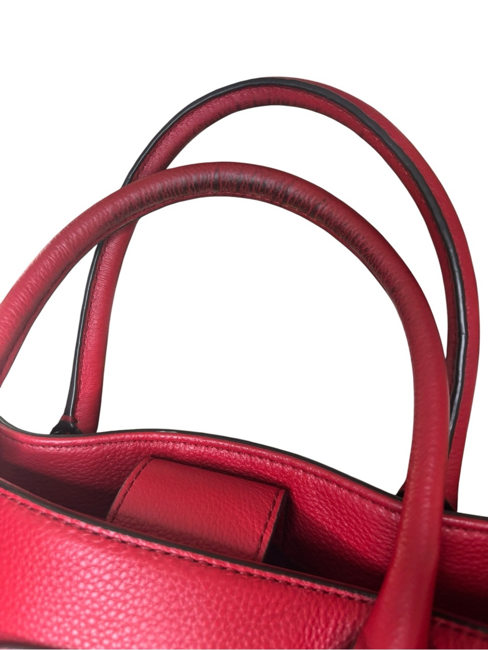 Summer Sale!Michael Kors Hamilton Red Pebbled Leather Large Satchel Shoulder Bag - Picture 9 of 9